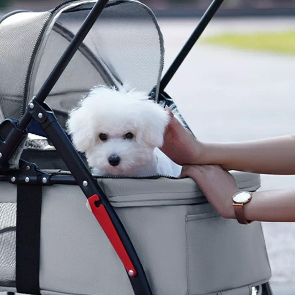 4-Wheel Portable Pet Stroller With Breathable Mesh Puppy Stroller Cat Stroller--black