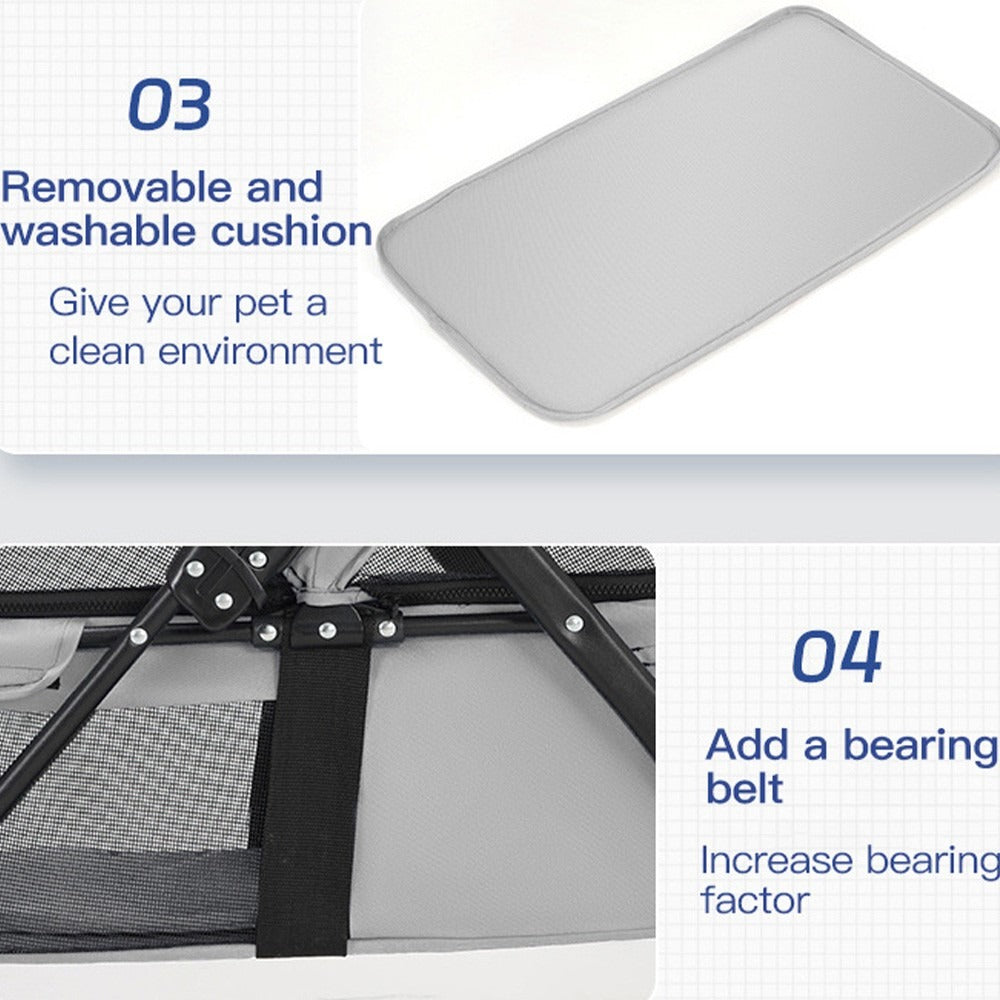 4-Wheel Portable Pet Stroller With Breathable Mesh Puppy Stroller Cat Stroller--black