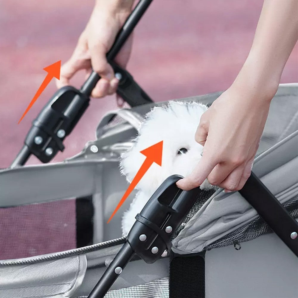 4-Wheel Portable Pet Stroller With Breathable Mesh Puppy Stroller Cat Stroller--black