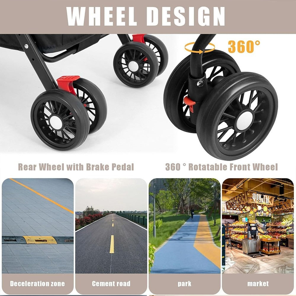 4-Wheel Portable Pet Stroller With Breathable Mesh Puppy Stroller Cat Stroller--black