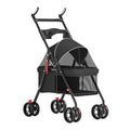 4-Wheel Portable Pet Stroller With Breathable Mesh Puppy Stroller Cat Stroller--black