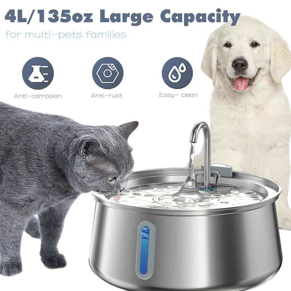 4L Cat Water Fountain For Pet Dog LED Drinking Water Bowl Automatic Dispenser